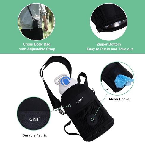 GiNT 37oz / 1.1L Insulated Dog Water Bottle with Carrying Case, Dark Grey in Kuwait