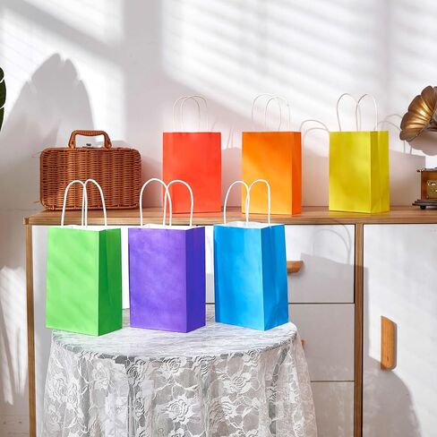 SUNCOLOR 24-Pack Small Gift Bags with Handles, 8" Rainbow Party Favor Bags in Saudi Arabia