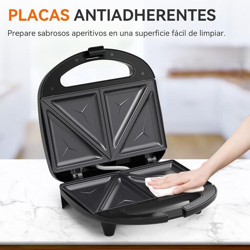 ABS07 Sandwich Maker, 2 Slice Grilled Cheese Maker with Non-stick Flat Plates, Indicator Lights, Cool Touch Handle, Easy to Clean and Store, 750 W in Saudi Arabia