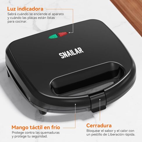 ABS07 Sandwich Maker, 2 Slice Grilled Cheese Maker with Non-stick Flat Plates, Indicator Lights, Cool Touch Handle, Easy to Clean and Store, 750 W in Saudi Arabia