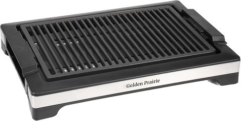 شواية كهربائية داخلية بدون دخان، شواية شواء سريعة التسخين بقدرة 1600 وات، سطح طهي غير لاصق، 5 مستويات درجة حرارة قابلة للتعديل، صينية مياه آمنة للاستخدام في غسالة الأطباق وقابلة للإزالة - سهلة التنظيف، مقابض باردة الملمس، أسود in Kuwait