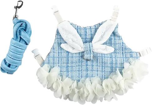 Bunny Rabbit Ferret Harness and Leash Set, Bunny Clothes for Rabbits, Small Animal Guinea Pig Dress Clothes for Kitten Ferret Chihuahua Puppy Mini Dog and Small Animals Harnesses (M, Blue) in Saudi Arabia