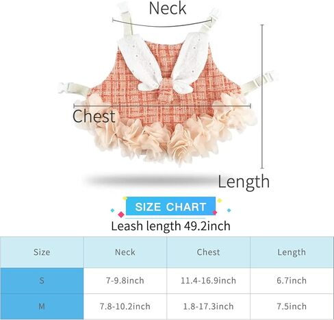Bunny Rabbit Ferret Harness and Leash Set, Bunny Clothes for Rabbits, Small Animal Guinea Pig Dress Clothes for Kitten Ferret Chihuahua Puppy Mini Dog and Small Animals Harnesses (M, Blue) in Saudi Arabia