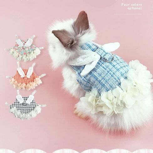 Bunny Rabbit Ferret Harness and Leash Set, Bunny Clothes for Rabbits, Small Animal Guinea Pig Dress Clothes for Kitten Ferret Chihuahua Puppy Mini Dog and Small Animals Harnesses (M, Blue) in Saudi Arabia