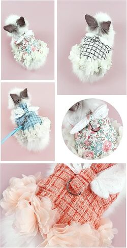 Bunny Rabbit Ferret Harness and Leash Set, Bunny Clothes for Rabbits, Small Animal Guinea Pig Dress Clothes for Kitten Ferret Chihuahua Puppy Mini Dog and Small Animals Harnesses (M, Blue) in Saudi Arabia