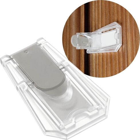 Child Proof Locks for Sliding Doors, Glass Windows, Closets & Cabinets (2 Pack) - Adhesive Baby Safety Keyless Sliding Door Stopper (Transparent) in Kuwait