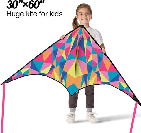 طائرات دلتا الورقية للأطفال من سن 4 إلى 8 سنوات، طائرات ورقية سهلة الطيران على الشاطئ للمبتدئين مع سلسلة طائرات ورقية بطول 262 قدمًا، طائرة ورقية كبيرة للأنشطة والألعاب الخارجية (وردي) in Kuwait