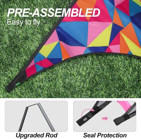 طائرات دلتا الورقية للأطفال من سن 4 إلى 8 سنوات، طائرات ورقية سهلة الطيران على الشاطئ للمبتدئين مع سلسلة طائرات ورقية بطول 262 قدمًا، طائرة ورقية كبيرة للأنشطة والألعاب الخارجية (وردي) in Kuwait