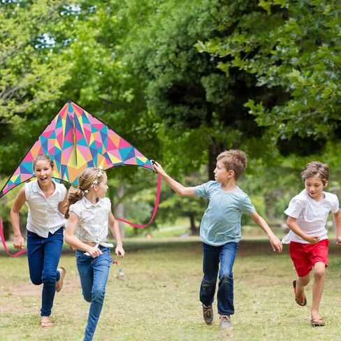 طائرات دلتا الورقية للأطفال من سن 4 إلى 8 سنوات، طائرات ورقية سهلة الطيران على الشاطئ للمبتدئين مع سلسلة طائرات ورقية بطول 262 قدمًا، طائرة ورقية كبيرة للأنشطة والألعاب الخارجية (وردي) in Kuwait