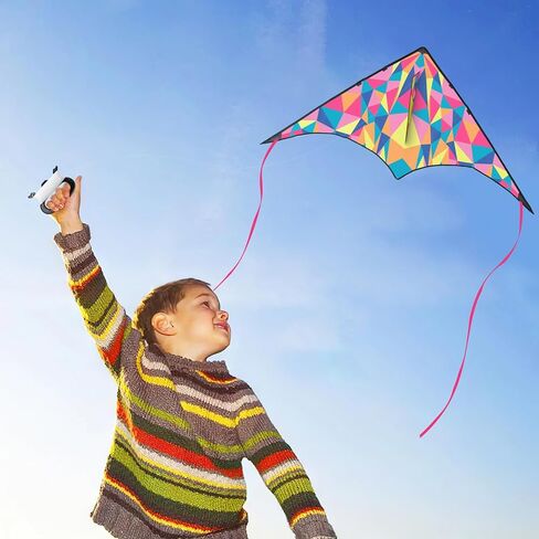 طائرات دلتا الورقية للأطفال من سن 4 إلى 8 سنوات، طائرات ورقية سهلة الطيران على الشاطئ للمبتدئين مع سلسلة طائرات ورقية بطول 262 قدمًا، طائرة ورقية كبيرة للأنشطة والألعاب الخارجية (وردي) in Kuwait