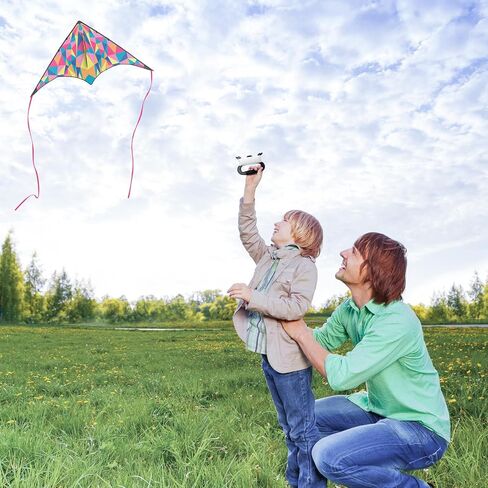 طائرات دلتا الورقية للأطفال من سن 4 إلى 8 سنوات، طائرات ورقية سهلة الطيران على الشاطئ للمبتدئين مع سلسلة طائرات ورقية بطول 262 قدمًا، طائرة ورقية كبيرة للأنشطة والألعاب الخارجية (وردي) in Kuwait