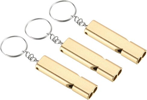 PATIKIL Whistles Emergency Survival Double Tubes Whistles Super Loud Aluminum Whistles with Lanyard Keychain for Outdoor Camping Hiking Boating in Saudi Arabia