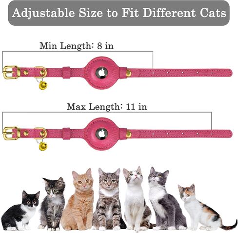 OOPSDOGGY Leather AirTag Cat Collar with Bell - Non Breakaway Kitten Collar with Apple Air Tag Holder - Lightweight GPS Pet Collars for Girl Boy Cats, Small Dogs, Puppies (Aquamarine) in Saudi Arabia