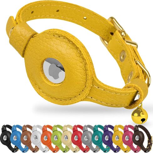 OOPSDOGGY Leather AirTag Cat Collar with Bell - Non Breakaway Kitten Collar with Apple Air Tag Holder - Lightweight GPS Pet Collars for Girl Boy Cats, Small Dogs, Puppies (Aquamarine) in Saudi Arabia
