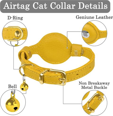 OOPSDOGGY Leather AirTag Cat Collar with Bell - Non Breakaway Kitten Collar with Apple Air Tag Holder - Lightweight GPS Pet Collars for Girl Boy Cats, Small Dogs, Puppies (Aquamarine) in Saudi Arabia