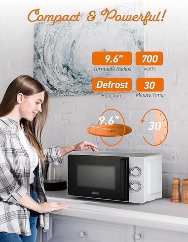 COMMERCIAL CHEF ميكروويف أسود 0.7 قدم مكعب. قدم. مع مقبض مفتاح دوار، ميكروويف صغير على سطح الطاولة بقدرة 700 وات مع لوحة دوارة للميكروويف، ميكروويف على سطح الطاولة بـ 6 مستويات مع مقبض ميكروويف in Kuwait