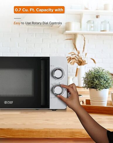 COMMERCIAL CHEF ميكروويف أسود 0.7 قدم مكعب. قدم. مع مقبض مفتاح دوار، ميكروويف صغير على سطح الطاولة بقدرة 700 وات مع لوحة دوارة للميكروويف، ميكروويف على سطح الطاولة بـ 6 مستويات مع مقبض ميكروويف in Kuwait