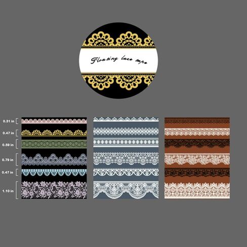 18 Rolls Lace Washi Tape Set, Black White Lace Decorative Tapes for Scrapbooking Supplies, Junk Journal, Bullet Journaling, DIY Arts and Crafts in Saudi Arabia