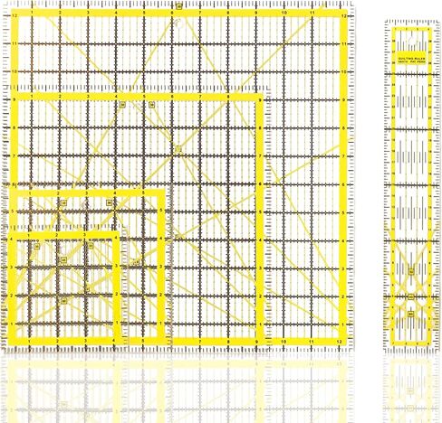 Xymoso 5 Pieces Acrylic Quilting Rulers,Square Sewing Rulers Fabric Cutting Ruler Quilting Templates Clear Mark for Quilting and Sewing in Kuwait