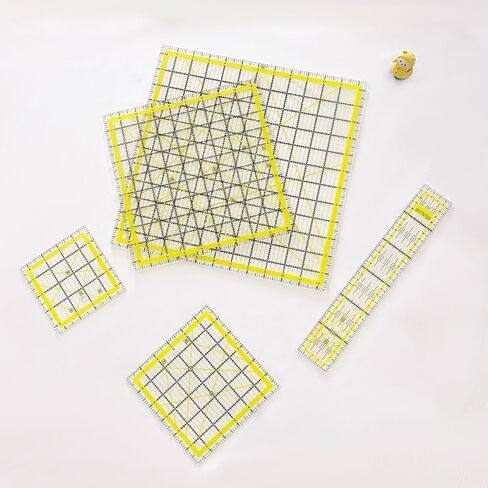Xymoso 5 Pieces Acrylic Quilting Rulers,Square Sewing Rulers Fabric Cutting Ruler Quilting Templates Clear Mark for Quilting and Sewing in Kuwait