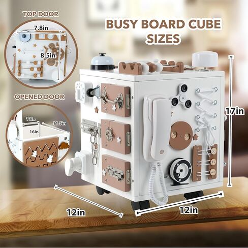 مكعب أنشطة خشبي من بامبيبو للأطفال - كبير جدًا، لوح مونتيسوري مُجمَّع مسبقًا للأطفال الصغار مع 26 نشاطًا حسيًا | لوحة أطفال مشغولة بمساحة تخزين | مكعب أنشطة للأطفال بعمر 3 سنوات فما فوق in Kuwait