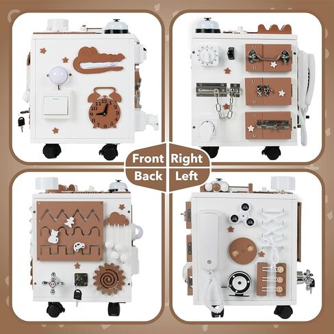 مكعب أنشطة خشبي من بامبيبو للأطفال - كبير جدًا، لوح مونتيسوري مُجمَّع مسبقًا للأطفال الصغار مع 26 نشاطًا حسيًا | لوحة أطفال مشغولة بمساحة تخزين | مكعب أنشطة للأطفال بعمر 3 سنوات فما فوق in Kuwait