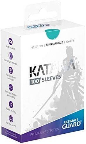 Ultimate Guard أكمام كاتانا باللون الفيروزي غير اللامع مقاس قياسي مقاس قياسي 100 قطعة من أكمام البطاقات حزمة فردية in Kuwait