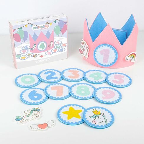 تاج عيد ميلاد يونيكورن بأرقام قابلة للتبديل من 0 إلى 9 وأشكال ذات طابع خاص - BONNYCO | هدايا عيد الميلاد الأول للفتيات، قبعة عيد الميلاد، فتاة تاج عيد الميلاد الأول | تاج يونيكورن للبنات، كرنفال in Kuwait