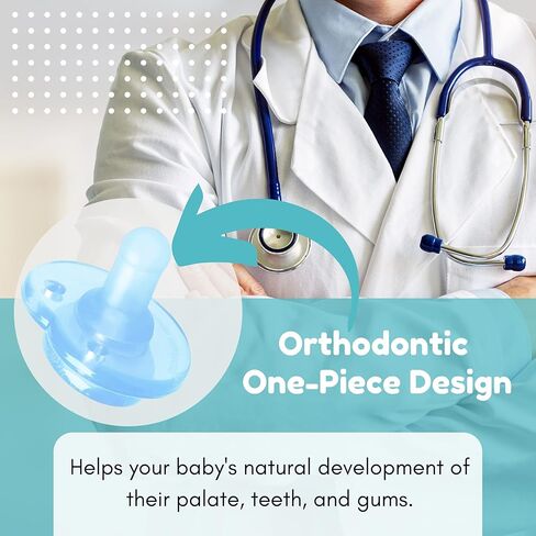 لهايات نوكومز مكونة من 4 قطع - تصميم قطعة واحدة لتقويم الأسنان - سيليكون طبي بنسبة 100% - خالية من البيسفينول A، خالية من اللاتكس، خالية من الفثالات - بديل لهاية باسي بلاشيز (وردي) in Kuwait