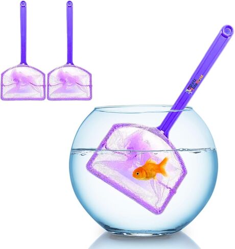 شبكة أسماك صغيرة بمقبض بلاستيكي من Petzlifeworld مقاس 10.16 سم، عبوة من قطعتين | من السهل الإمساك | شبكة قابلة لإعادة الاستخدام in Kuwait