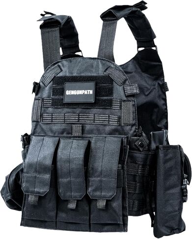 Tactical Vest, Size Adjustable Multi-Pockets Vest, Black Breathable Weighted Vest for Training, Sports, Outdoor Hunting in Saudi Arabia