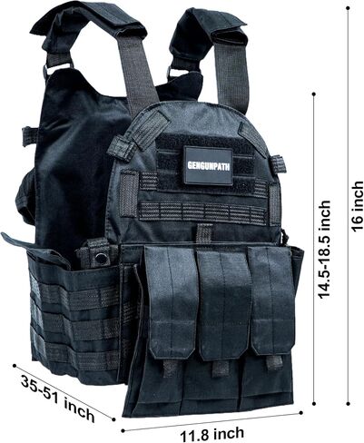Tactical Vest, Size Adjustable Multi-Pockets Vest, Black Breathable Weighted Vest for Training, Sports, Outdoor Hunting in Saudi Arabia