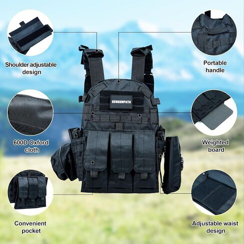 Tactical Vest, Size Adjustable Multi-Pockets Vest, Black Breathable Weighted Vest for Training, Sports, Outdoor Hunting in Saudi Arabia