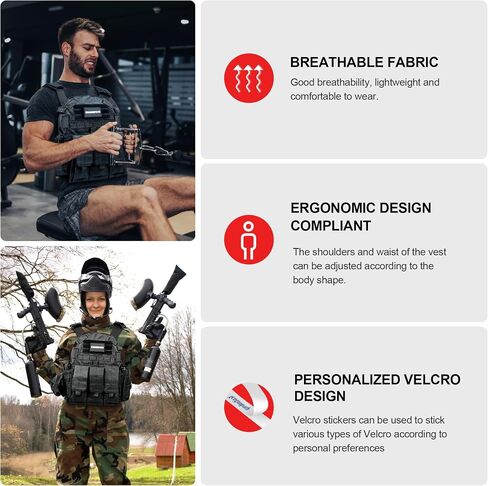 Tactical Vest, Size Adjustable Multi-Pockets Vest, Black Breathable Weighted Vest for Training, Sports, Outdoor Hunting in Saudi Arabia