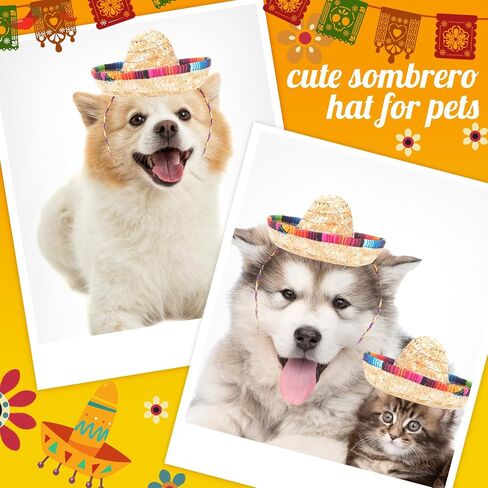 Kigeli 80 Pcs Mini Sombrero Hats 5.9 Inches Small Fiesta Hats Natural Straw Cinco De Mayo Table Decorations Sombrero Headband Hat for Kid Doll Pet Dog Cat in Saudi Arabia
