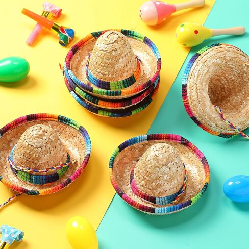 Kigeli 80 Pcs Mini Sombrero Hats 5.9 Inches Small Fiesta Hats Natural Straw Cinco De Mayo Table Decorations Sombrero Headband Hat for Kid Doll Pet Dog Cat in Saudi Arabia
