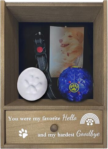 Pet Memorial Shadow Box Keepsake 9.25x13 Dog Memorial Gifts for Loss of Dog Death Sympathy and Remembrance Gift Large Pet Picture Frame Display Case with Deep Rainbow Bridge Drawer in Saudi Arabia