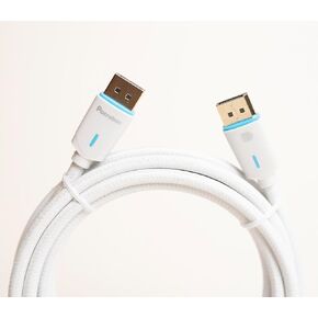 Pacroban DisplayPort 1.4 Cable, 8K 60Hz, 4K 120Hz, HDR, Cotton Braided - 6ft DisplayPort to DisplayPort White | Ideal for Laptop, PC, Gaming Monitor, Projector, TV