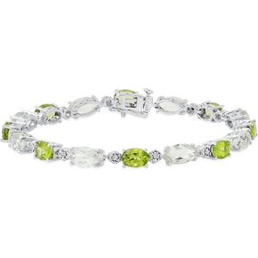 Dazzlingrock Collection 5X7 mm Oval Peridot & 5X10 mm Marquise Green Amethyst Ladies Fashion Handmade Bracelet | 925 Sterling Silver