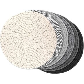 Billbotk Cotton Round Placemats Set of 6, 13 Inches Hot Pads for Kitchen, Trivets for Hot Dishes, Pots and Pans, Pot Holders for Kitchen Essentials, Table Mats for Decorations