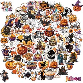 Halloween Stickers for Kids,100pcs No-Repeating Halloween Theme Stickers,Halloween Party Favors,Halloween Waterproof Vinyl Party Stickers for Kids Teens Adults