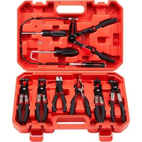 Orion Motor Tech Hose Clamp Pliers, Long Reach Wire Spring Hose Clamp Pliers Remover for Automotive Coolant Radiator Heater and Water Hose with Band Flat or Large Clamps