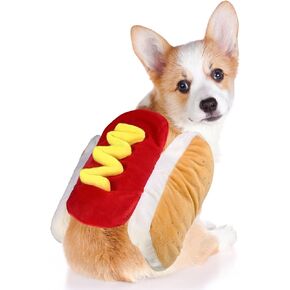 Dog Hot Dog Costume, Dog Halloween Costumes Pet Hot Dog Costume Funny Dog Costume for XS Small Medium Dogs Cats Pets (Small)