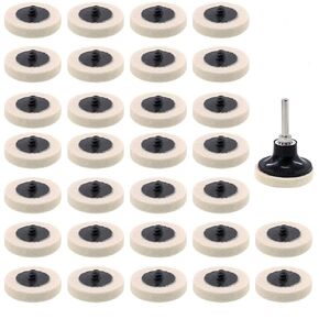 60 Pcs Wool Felt Glass polishing Pads 2" Commpressed Wool Fabric Qc Disc Polishing Buffing Pads Wheels with Disc Pad Holder for Polishing & Buffing Projects