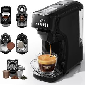HiBREW H1B 6-in-1 Pods Coffee Maker, 19 Bar Espresso Machine for Pods, Compatible with Kcup*/Nes*/DG*/Espresso Powder, Makes iced coffee (Black)