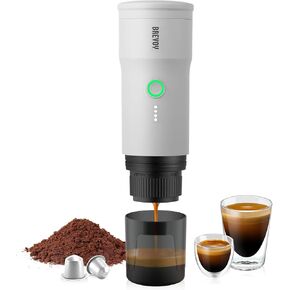Portable Electric Espresso Machine, Ground Coffee & Capsule, Self-Heating, 20 Bar 12V Mini Car Travel Coffee Maker with 9000mAh Battery-Ideal for Camping, RV, Hiking, Office