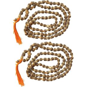 NAISHA (Pack of 2 Natural Tulsi Basil Japa Mala/Necklace Handmade Religious Japa/Meditation Mala/Seed Bead Natural Seed, Prayer Beads, Wrist Mala Wrap