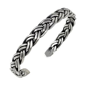 Men's 925 Sterling Silver Bangle Braided Details, Silver Cuff Bangle for Men - Ideal gift for him