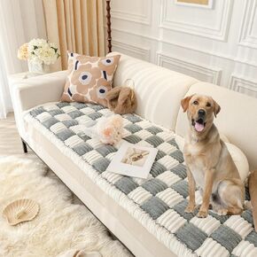 Dog Couch Cover Protector Washable, Thickened Quilted Fuzzy Non-Slip Checkered Sofa Pad for Furniture Protectors Pet Dog Bed Window Pad Floor Mat Yoga Camping