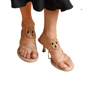 Gold Tone Heel Wrap Chain Black Stones Ankle Accessories For High Heels Layered Ankle Chain For Women Party Clubs Date Night Decor For Ankle 2 Pcs For Gen Z Fashion Girls Trend Setter Statement Piece